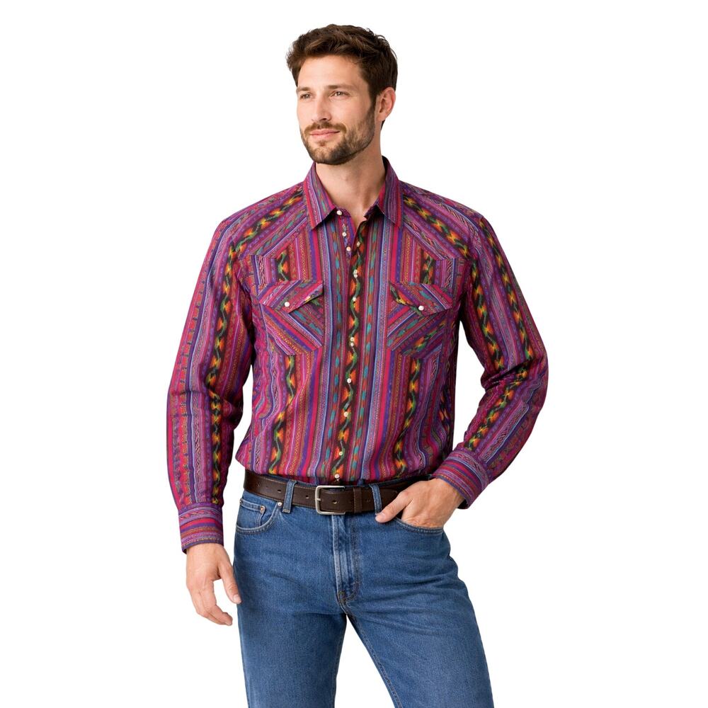 Vintage Road Runner Southwestern Button Down Shirt Men's Large Cotton